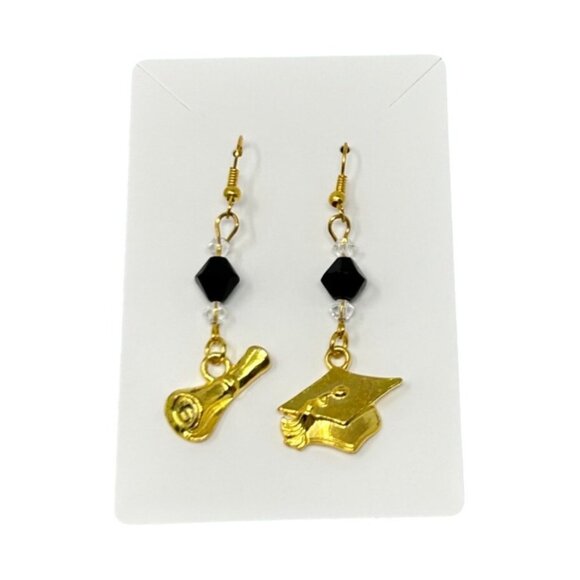Graduation Cap‎ & Diploma Dangle Earrings - Picture 1 of 3